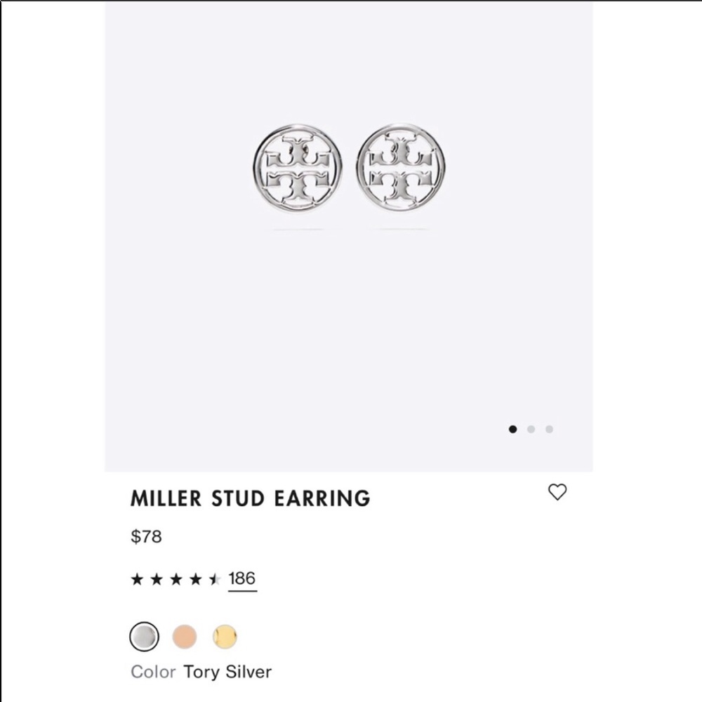 TORY BURCH MILLER STUD EARRING SILVER - Picture 6 of 7